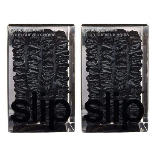 Slip Pure Silk Skinny Scrunchies Black, 2 4-packs